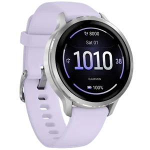 Garmin Venu 4 41mm Zilver (Paarse Siliconenband)
