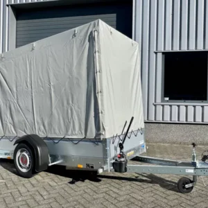Motortrailer Stema 750kg 251x128cm ongeremd INCL. HUIF en borden