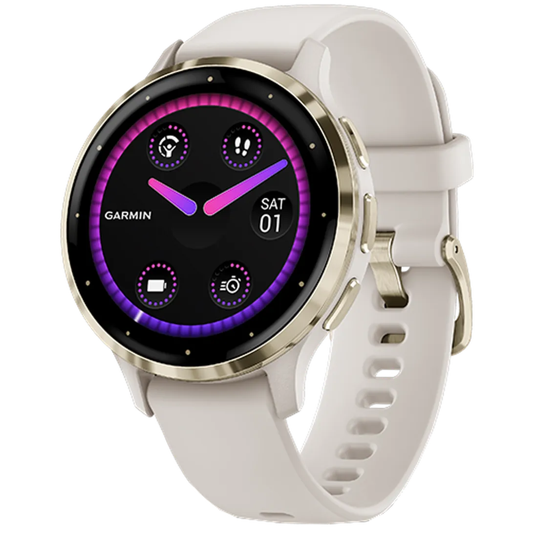 Garmin Venu 3S Goud (Witte Siliconenband) – Image 2