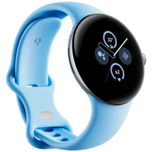Google Pixel Watch 2 Zilver (Blauwe Siliconenband)