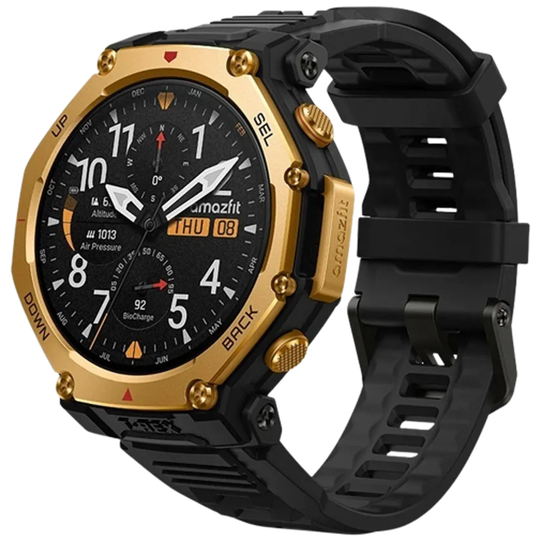 Amazfit T-Rex 3 Pro 48mm Goud (Zwarte Siliconenband) – Image 3