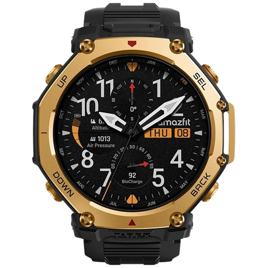 Amazfit T-Rex 3 Pro 48mm Goud (Zwarte Siliconenband) – Image 4