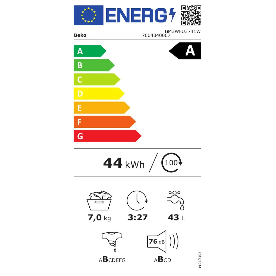 Wasmachines Beko BM3WFU3741W EnergySpin Wit – Image 2